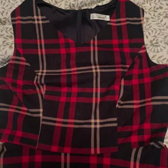 gingham, plaid, vintage style dress red holiday dress size 12 - Picture 2 of 4